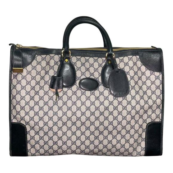 Gucci GG Supreme Vintage PVC  Leather Navy Boston Large Travel Weekender Bag - Picture 2 of 16
